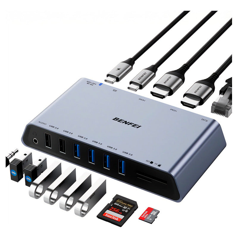 Hub Usb Dorn 12 Portas Usb-c Displaylink 2 Monitores