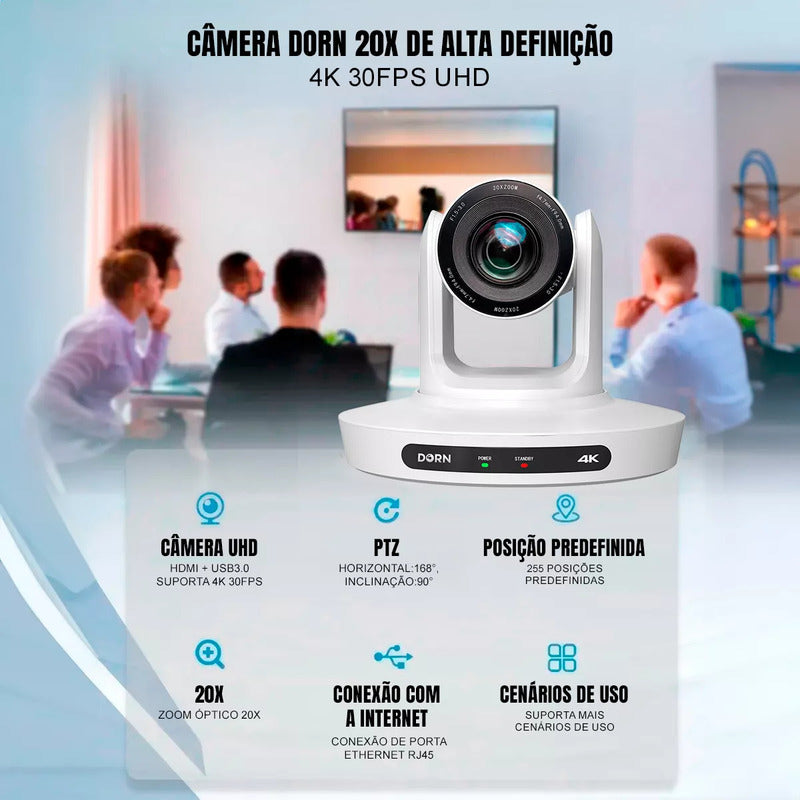 2x  Câmera Ptz Dorn 20xu 4k Hdmi Usb 20x Zoom Conferência