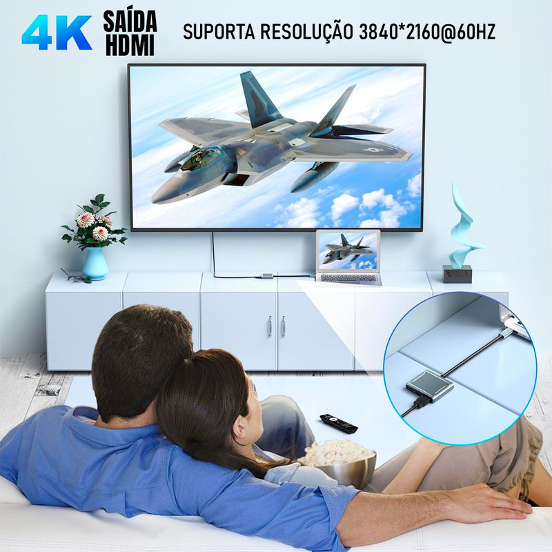 Hub Dorn Duplicador Usb-c Para 2 Telas Hdmi Ouro.