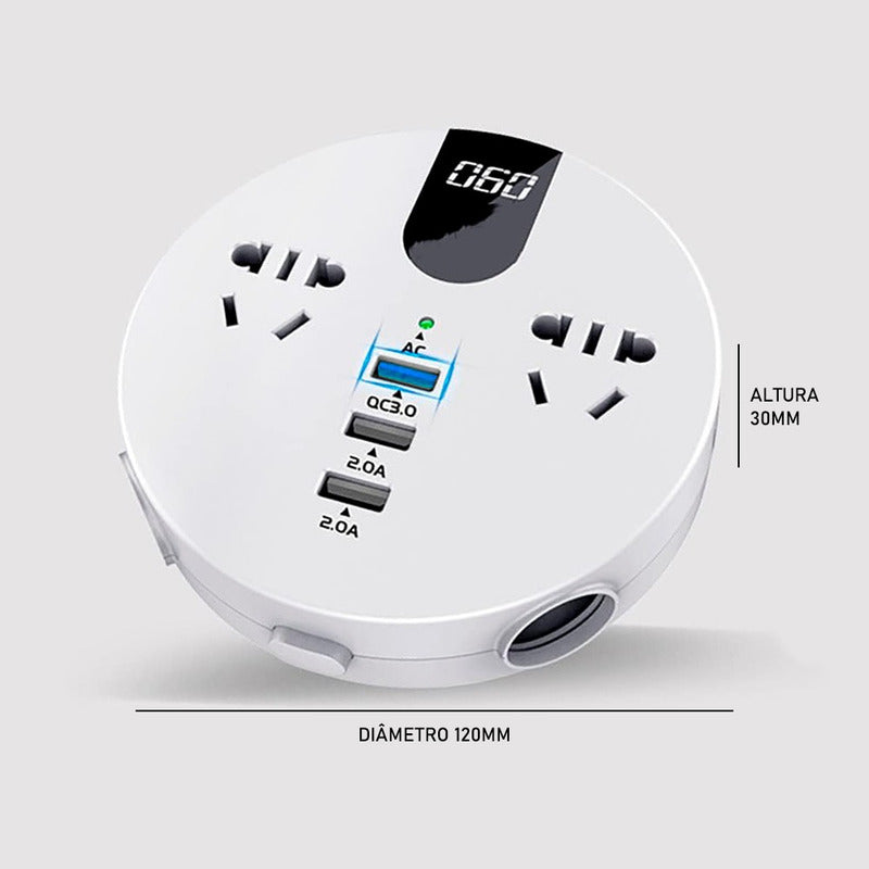 Inversor Conversor Tomada Carro 550w 12v P/220v Usb Veicular