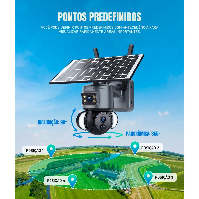 Câmera De Segurança Dorn 4g 4k Ptz Solar Motorizada