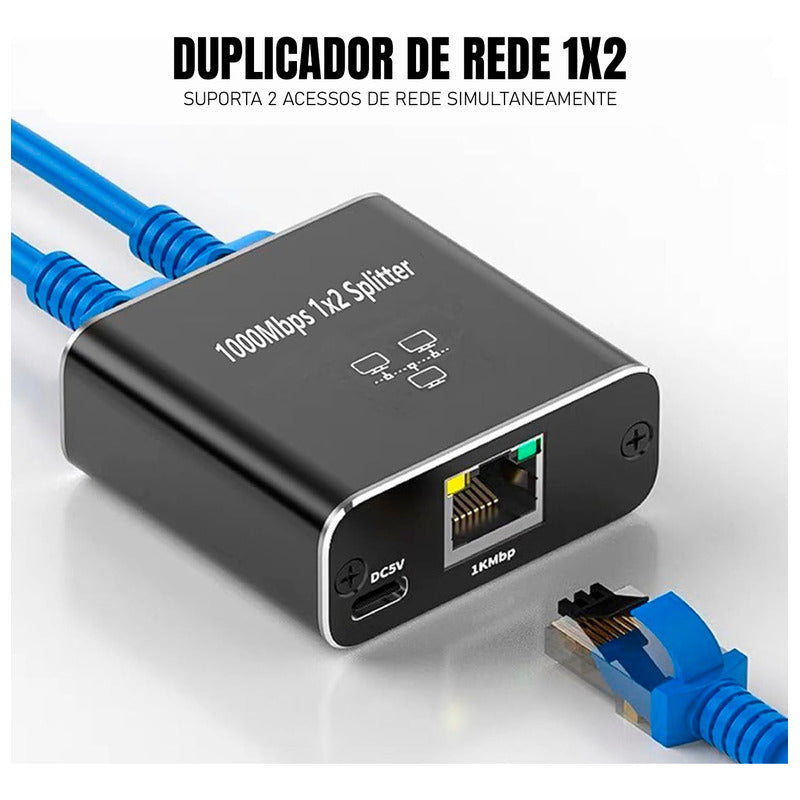 Switch Extensor Internet 1x2 Saídas Para Cabo De Rede Rj45