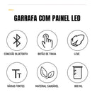 Garrafa com Display LED Virtua FX - 800ml, Tela 12x48, Personalizável Wireless, Bateria Recarregável