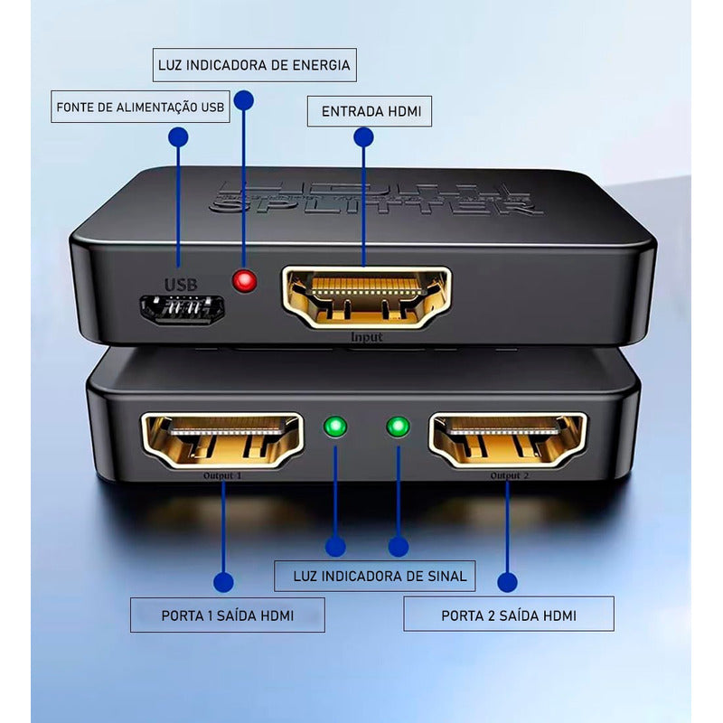 Splitter Divisor Hdmi 1x2 4k 1080 120hz Hdcp 3d Amplificador