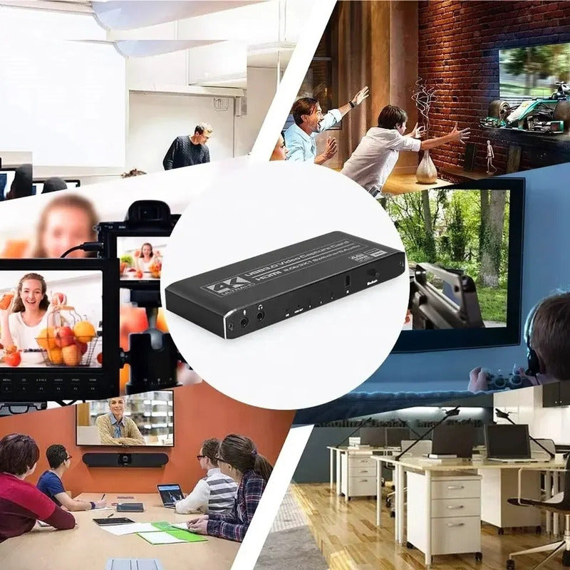 Placa De Captura Usb 3 Entradas Hdmi 4k + Microfone E Fone