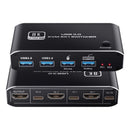 Hub Kvm Switch 2 Pc Para 1x Hdmi 8k E 3x Usb 3.0 Cor Preto