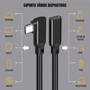 Cabo Extensor USB-C 3 Dorn - 10Gbps, Carregamento 100W e Vídeo 4K@60Hz