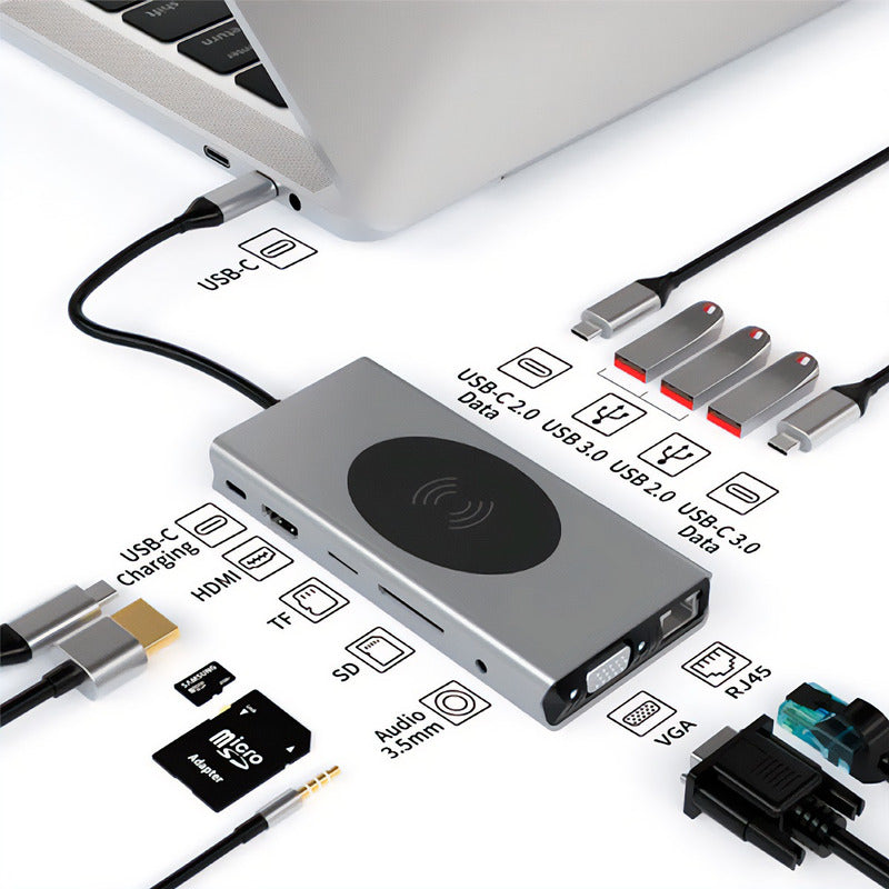 Hub Dockstation Usb C Type C 15 Em 1 Usb 3.0 / Hdmi / Vga