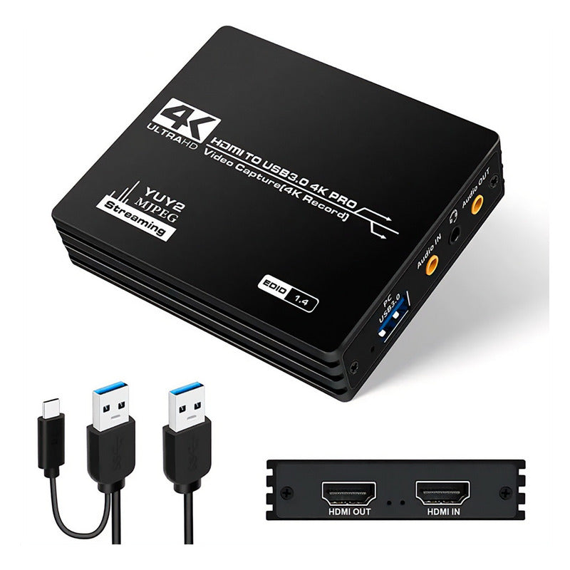Placa De Captura Usb Hdmi 4k E Entrada P/ Microfone Ou Fone