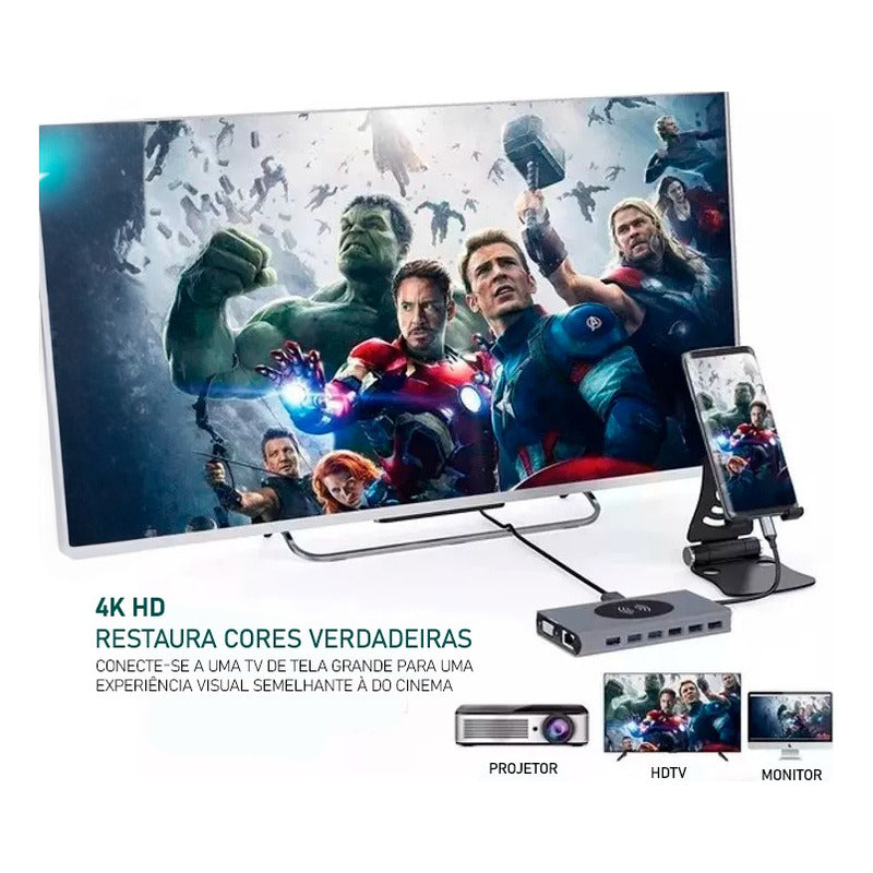 Hub Dockstation Usb C Type C 15 Em 1 Usb 3.0 / Hdmi / Vga
