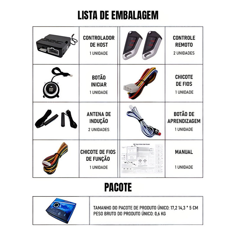 Kit Start Stop Universal Partida Remota Chave De Presença