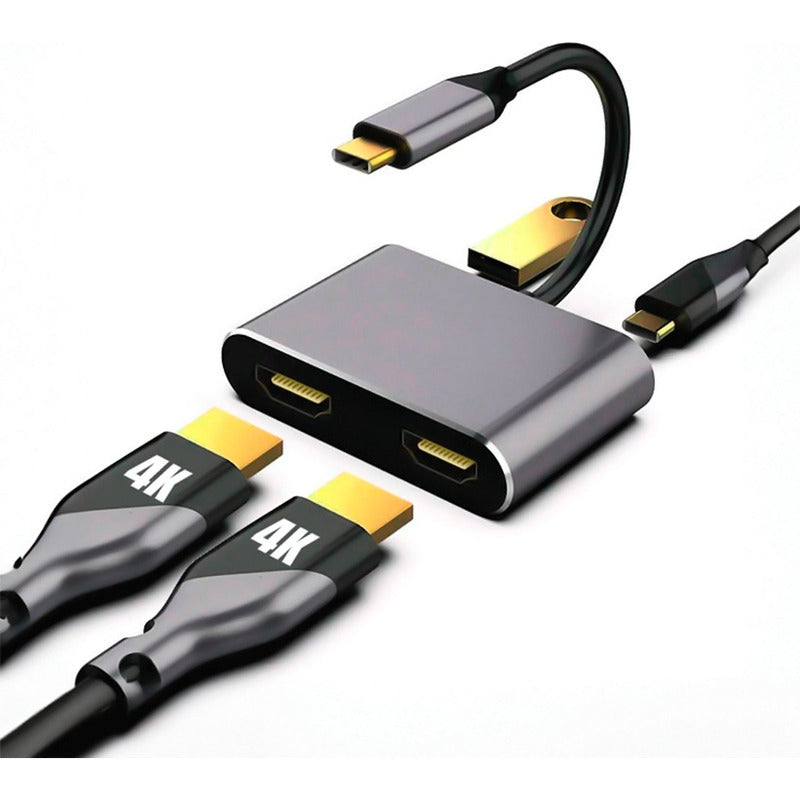 Adaptador Dorn Usb-c Para 2 Monitores Hdmi 4k Modo Mst Usb-c Displayport Thunderbolt