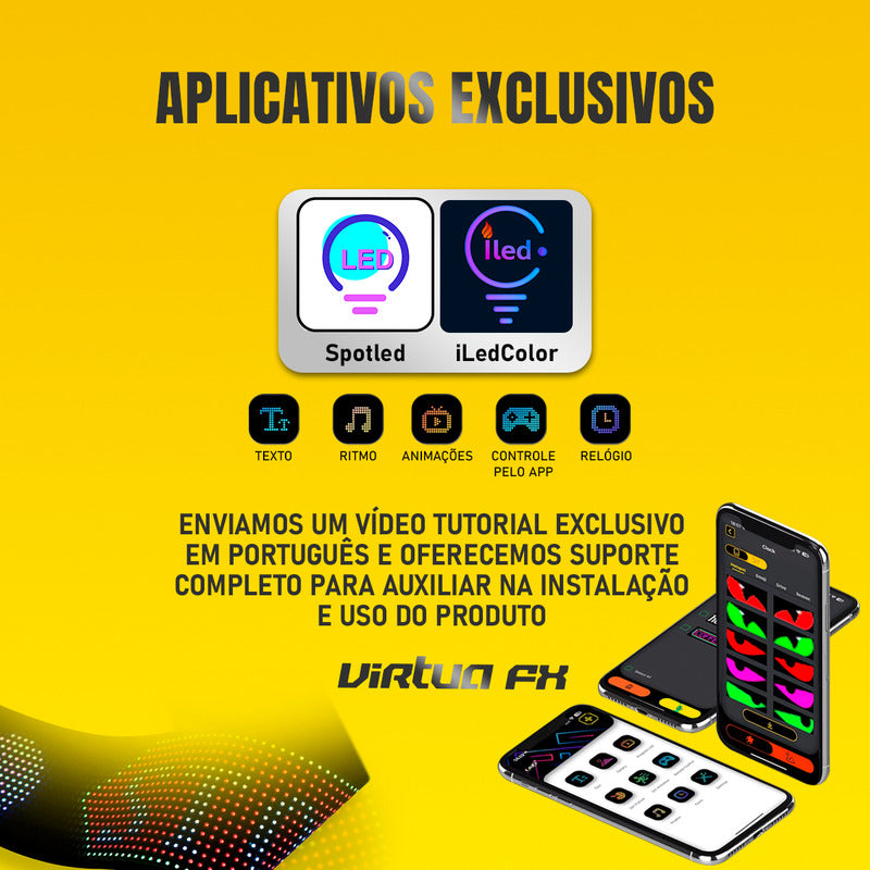 Painel Led Flexível Bluetooth 40w Colorido 39x10cm