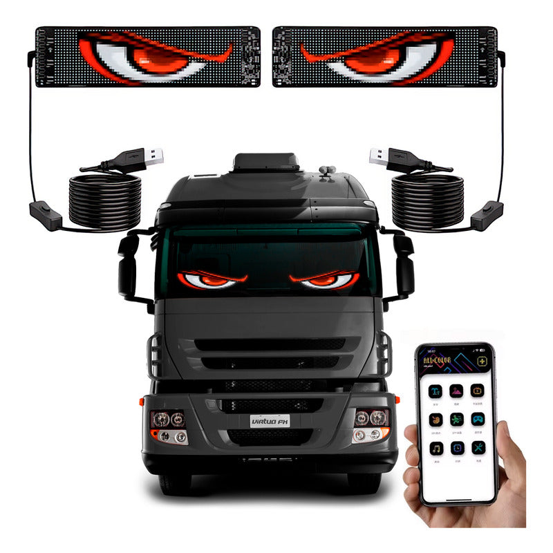 Tela De Led Flexível 60x12cm 2 Peças Para Carros E Caminhões