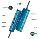 Hub USB-C 11 em 1 Dorn - Dock Station com 4K HDMI, USB 3.0, Gigabit Ethernet e PD 100W