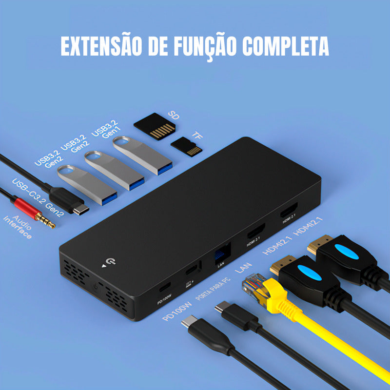 Hub Usb-c Dorn 12 Portas 8k Hdmi 2.1 E Dp 1.6