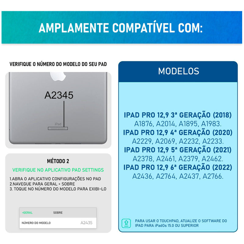 Teclado Dorn Magic Para iPad 12.9 Gen 3º 4º 5º 6º E Air 13