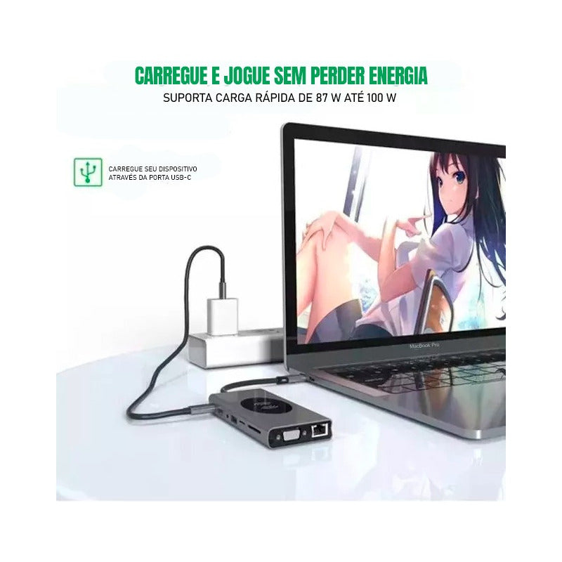 Hub Dockstation Usb C Type C 15 Em 1 Usb 3.0 / Hdmi / Vga