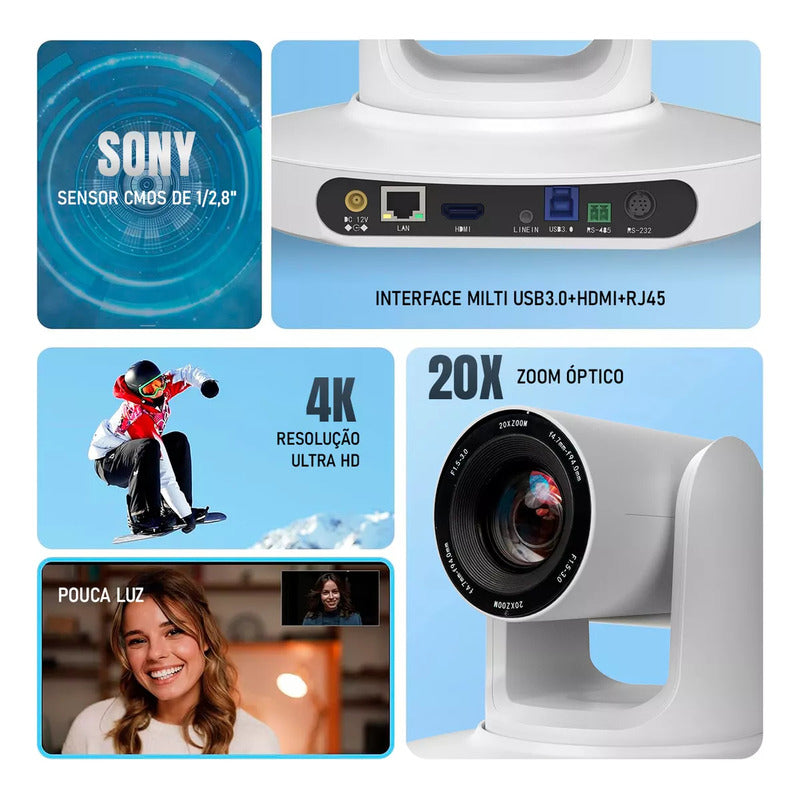 Câmera Ptz Dorn 20xu 4k Hdmi Usb Rj45 20x Zoom Conferência
