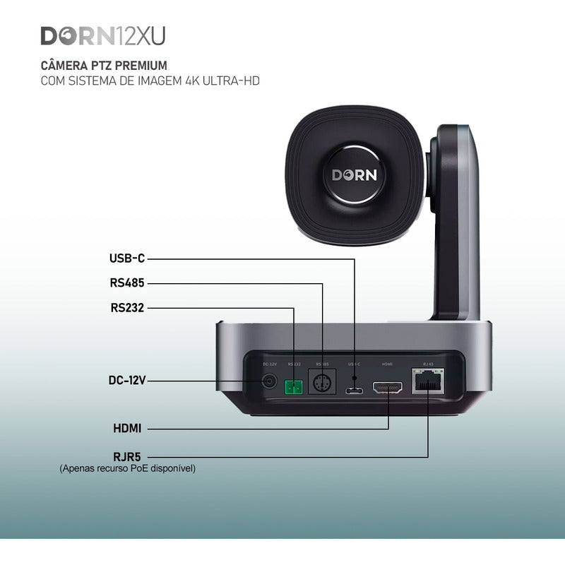 5x Câmeras Robótica Dorn Ptz 4k 12x Ndi Hx2 + Controladora