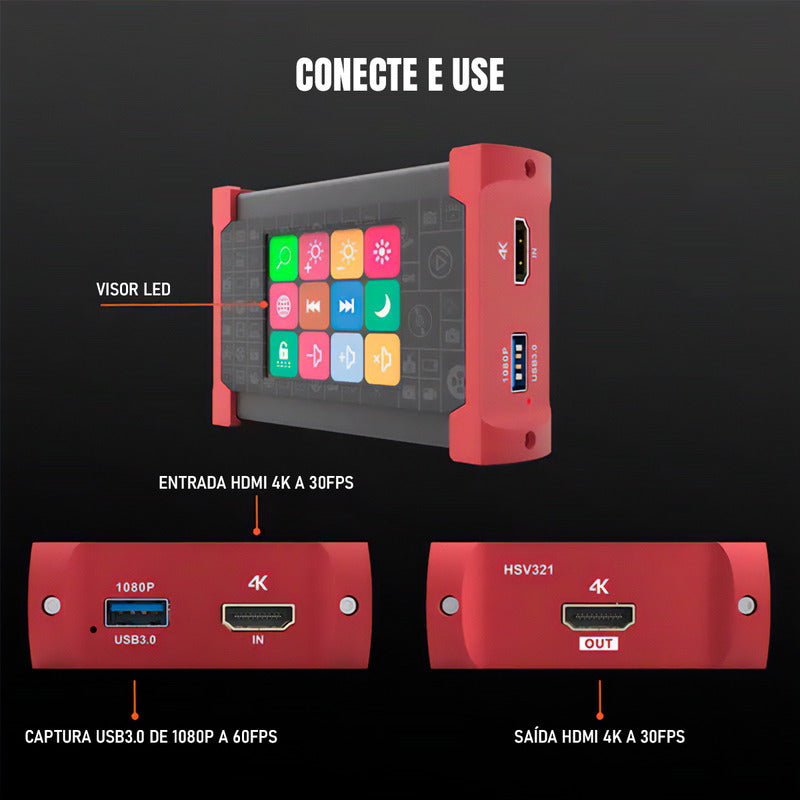 Placa De Captura Usb Hdmi 4k Hdr10 Tela Toque Touch - Dorn
