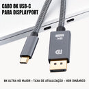 Adaptador Dorn USB-C para DisplayPort 8K - Cabo 2 Metros, Blindado e Conectores Banhados a Ouro