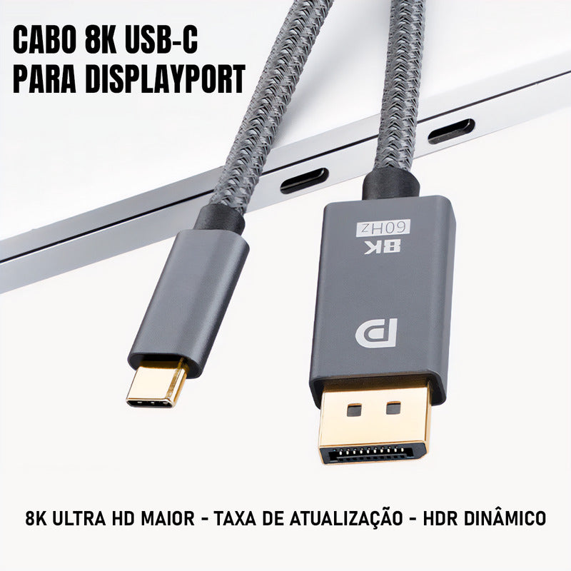 Adaptador Dorn Usb-c Para Displayport 8k Blindado 2m.