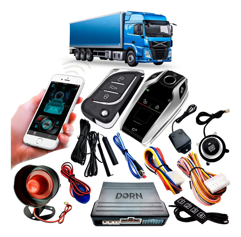 Kit Dorn Start Stop para Carros e Caminhôes Partida Remota, Alarme e Chave De Presença
