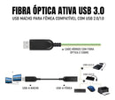 Cabo Extensor USB 3.0 Ativo Dorn - Fibra Óptica 10 Gbps, Sem Perda de Sinal para Webcam 4K/Streaming