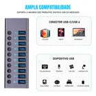 Hub USB 3.0 Dorn Multiportas Premium - 10 Portas, Velocidade 5 Gbps e Corpo em Alumínio